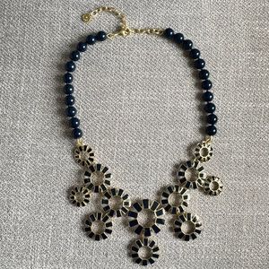 Talbots Gold and Navy Blue Statement Necklace